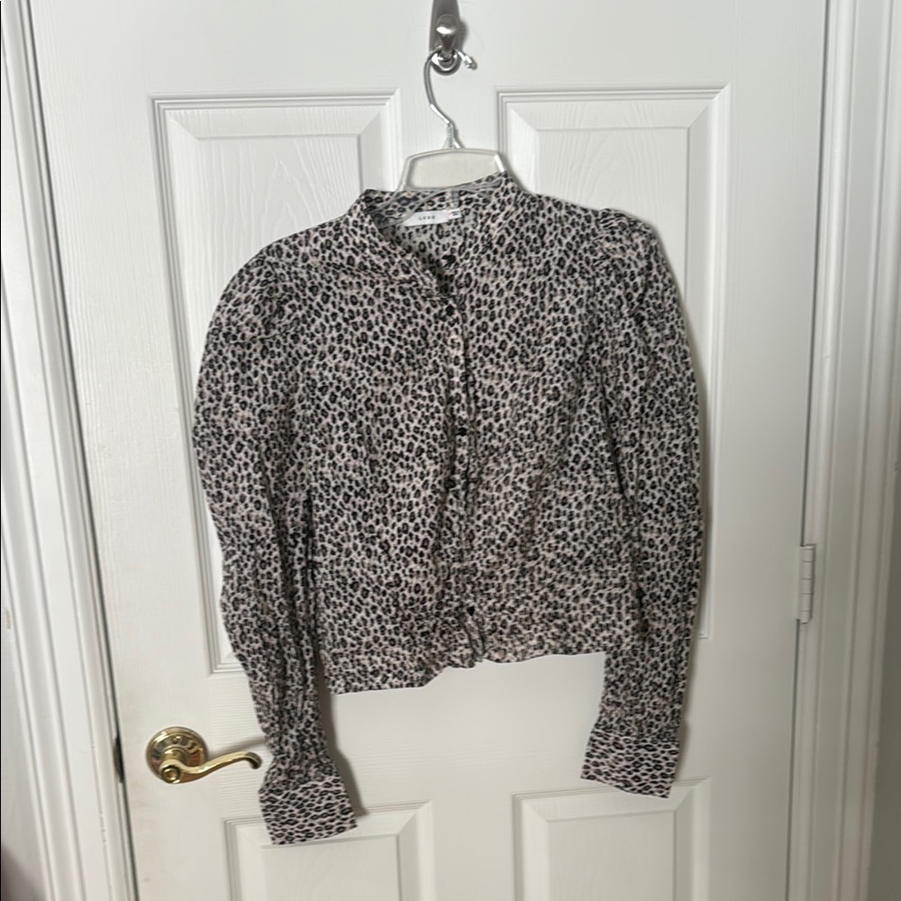 Lush Leopard Print Blouse long sleeve crop size medium